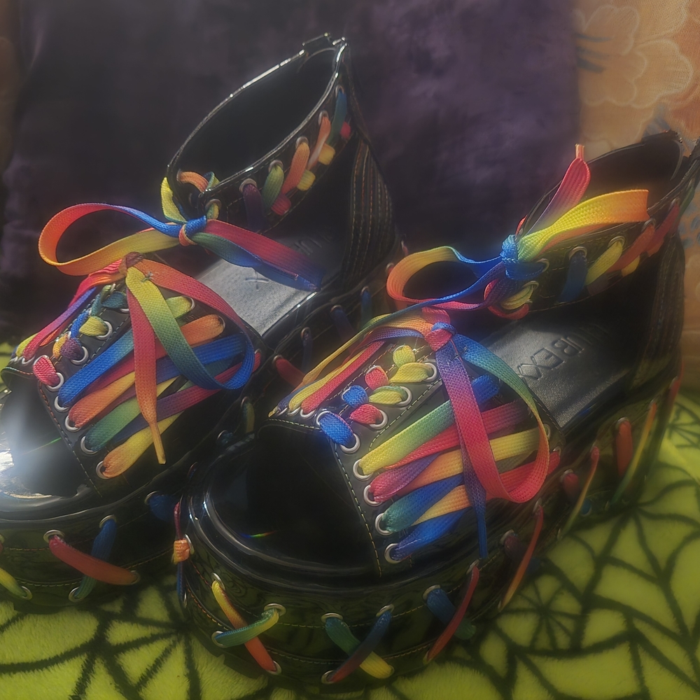 Sold out rare Club exx Rude Awakening Rainbow platforms.. - Picture 9 of 9